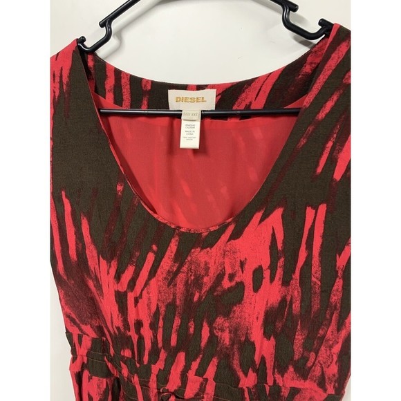 Diesel Red And Black Mini Dress With Pockets XXS 100% Viscose - Picture 9 of 11